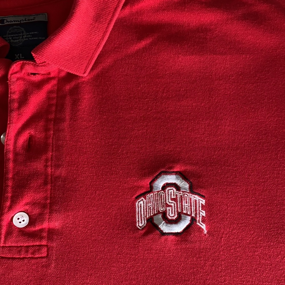 Ohio State Solid Scarlet Logo Champion Polo
